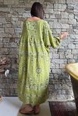 Kasbah Bubble Cotton Bandana Peasant Dress Olive